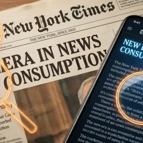 A visual comparison of New York Times typography on print newsprint and a digital mobile interface.