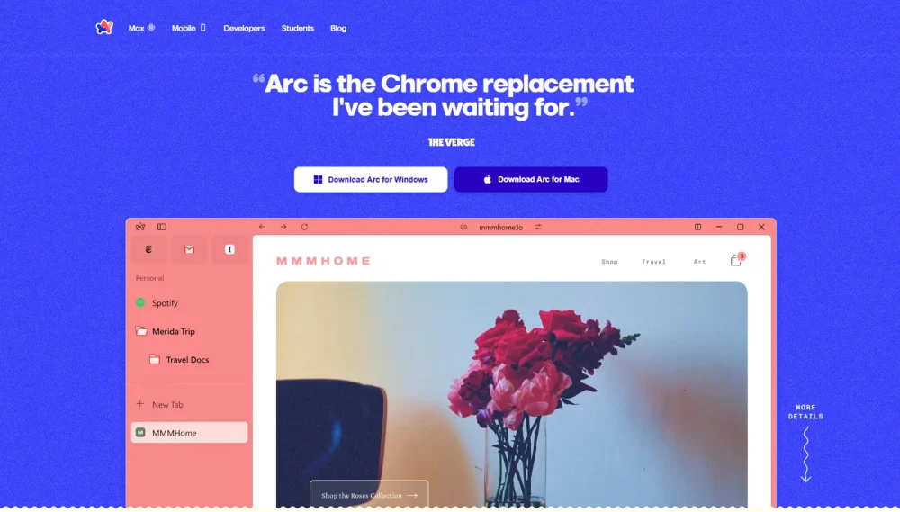 Arc Browser interface design