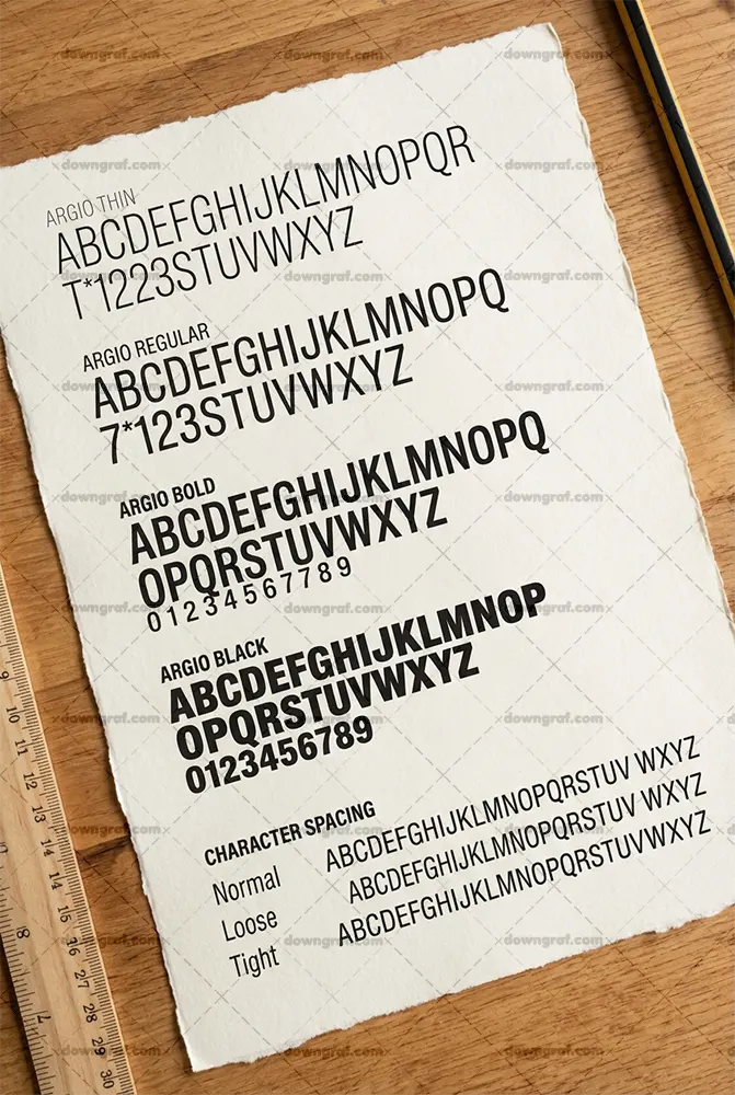 Argio sans-serif font specimen showing geometric clarity and open apertures.