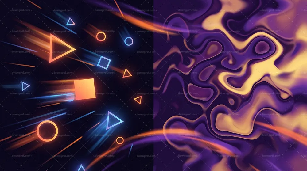 Contrasting sharp vector trails with smooth raster blending.