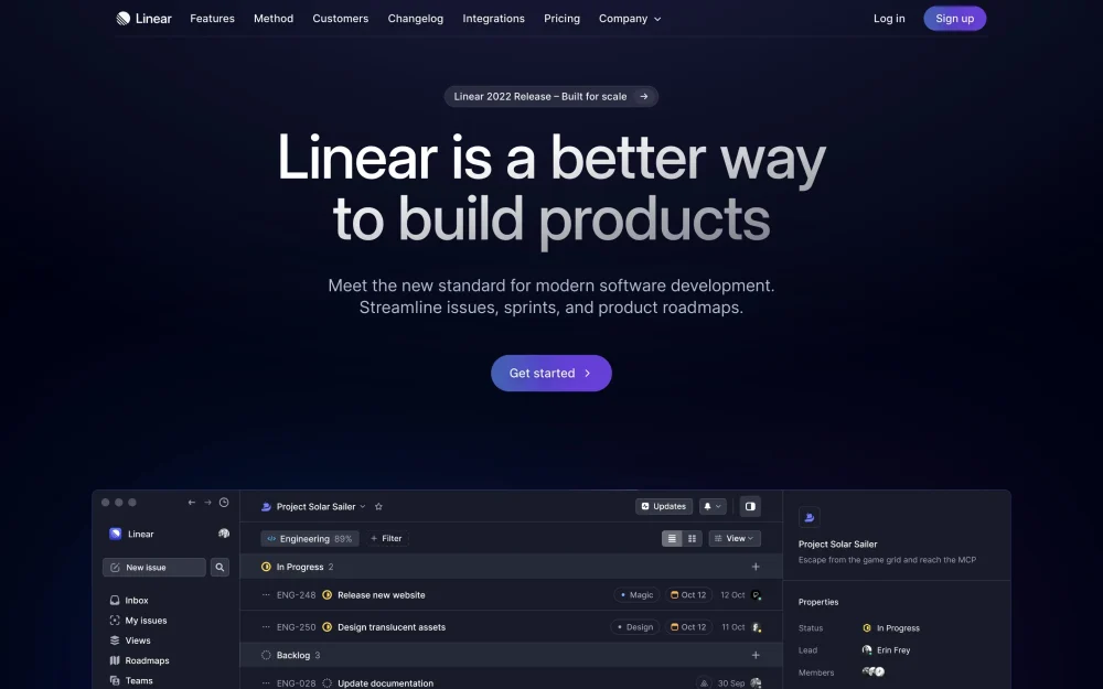 Linear app design style.