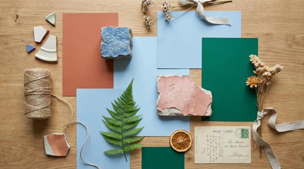 Puerto Rico aesthetic color palette mood board with hex codes for designers.
