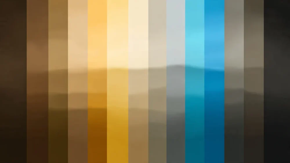 Gradient chart demonstrating how to make light brown paint and dark brown paint mixing techniques.