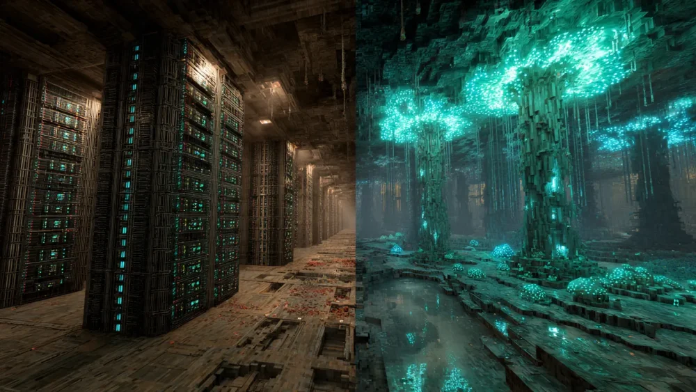Comparison of traditional server architecture vs. Mycelial Data Centers in 2026.