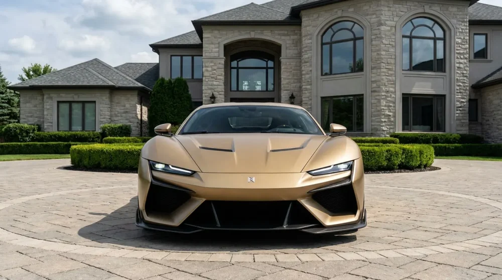 Naran Automotive hyper-car parked in a luxury setting