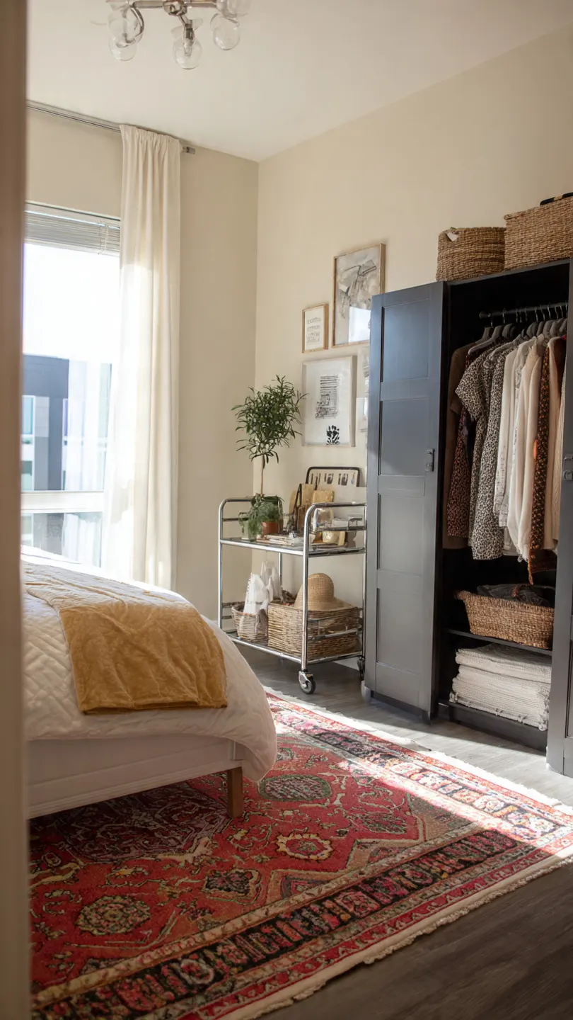 Renter-friendly furniture options for a bedroom makeover.