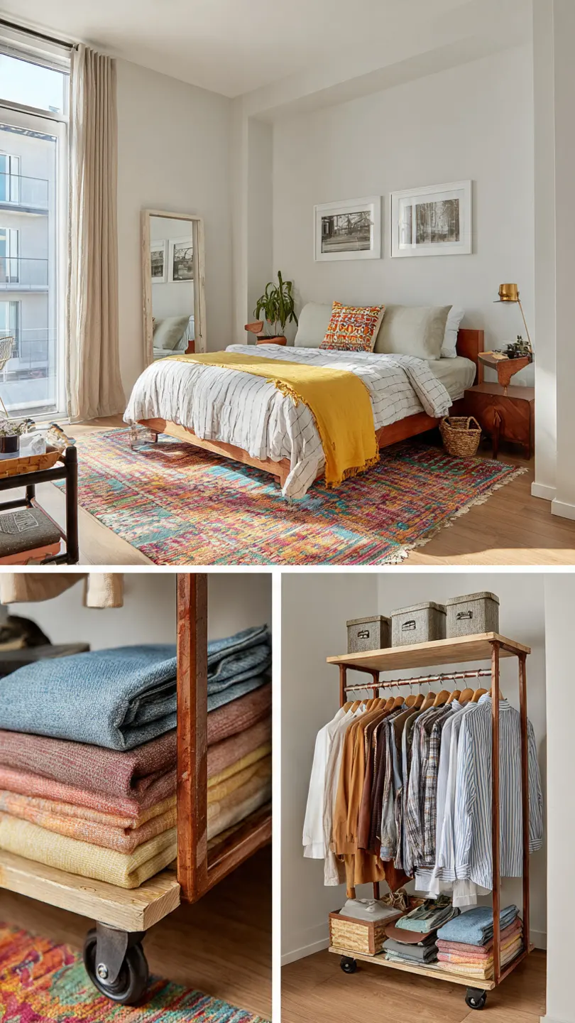 Renter-friendly furniture options for a bedroom makeover.