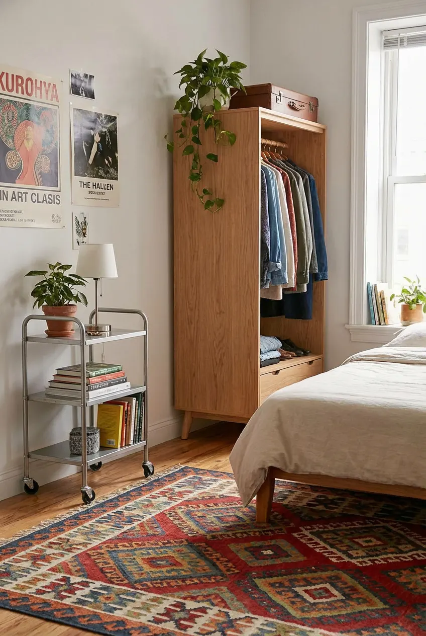 Renter-friendly furniture options for a bedroom makeover.