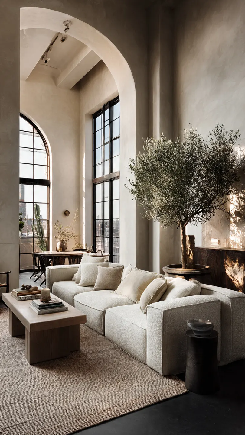 A fully transformed, spacious looking small living room with smart decor and lighting.