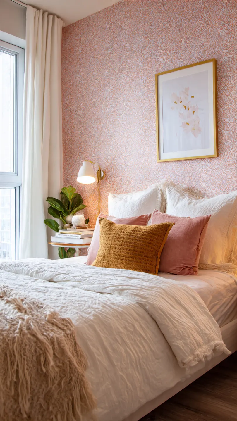 Stylish renter-friendly bedroom makeover with no damage to walls