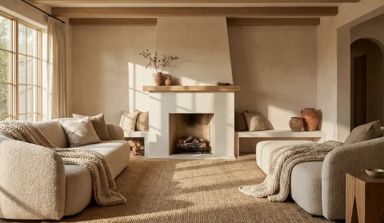 Monochromatic Color Scheme Interior Design Works with warm beige tones and natural light