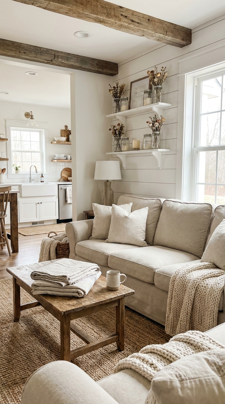 Cozy rustic farmhouse living space