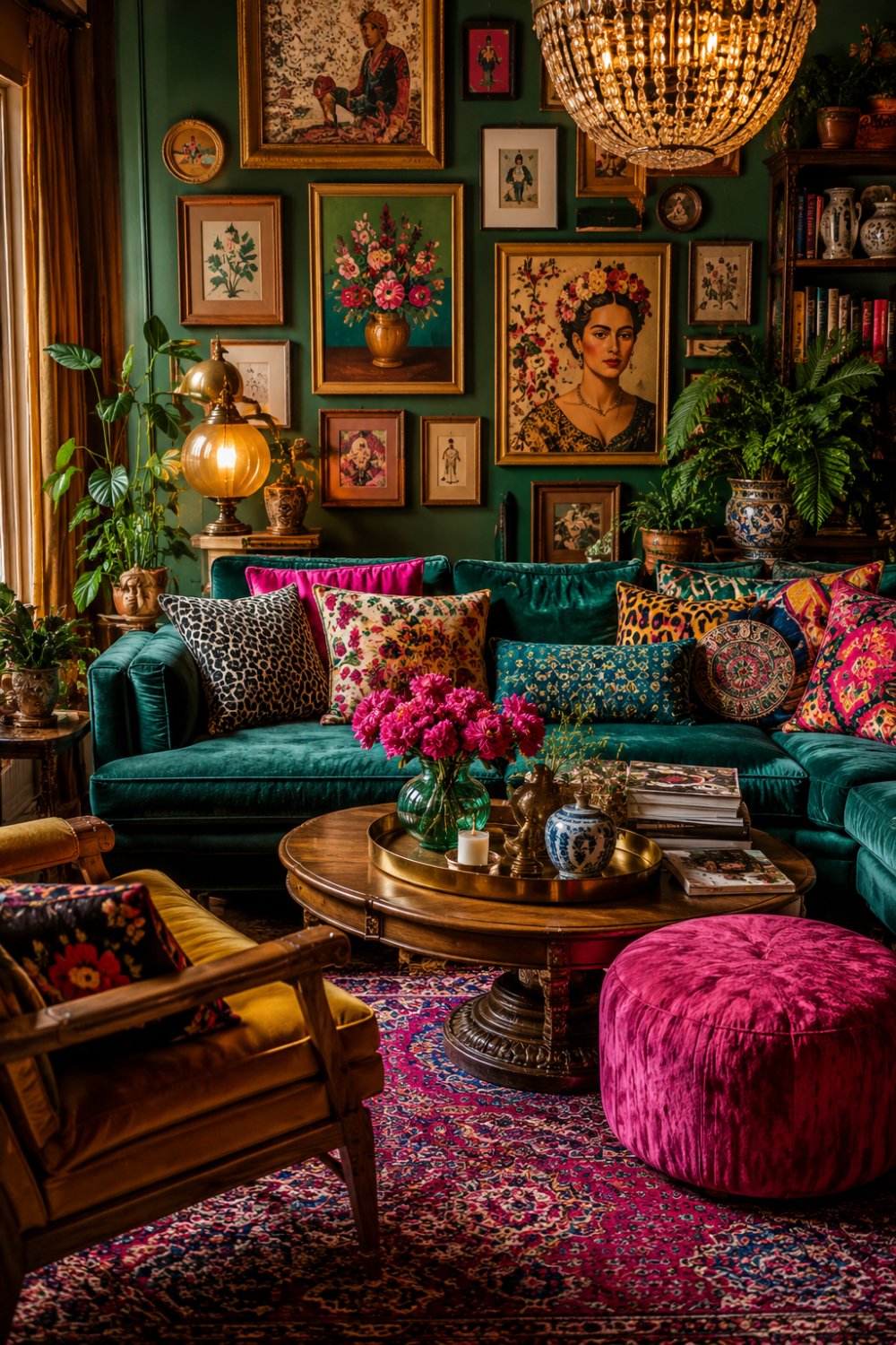 Cozy vintage bohemian living room