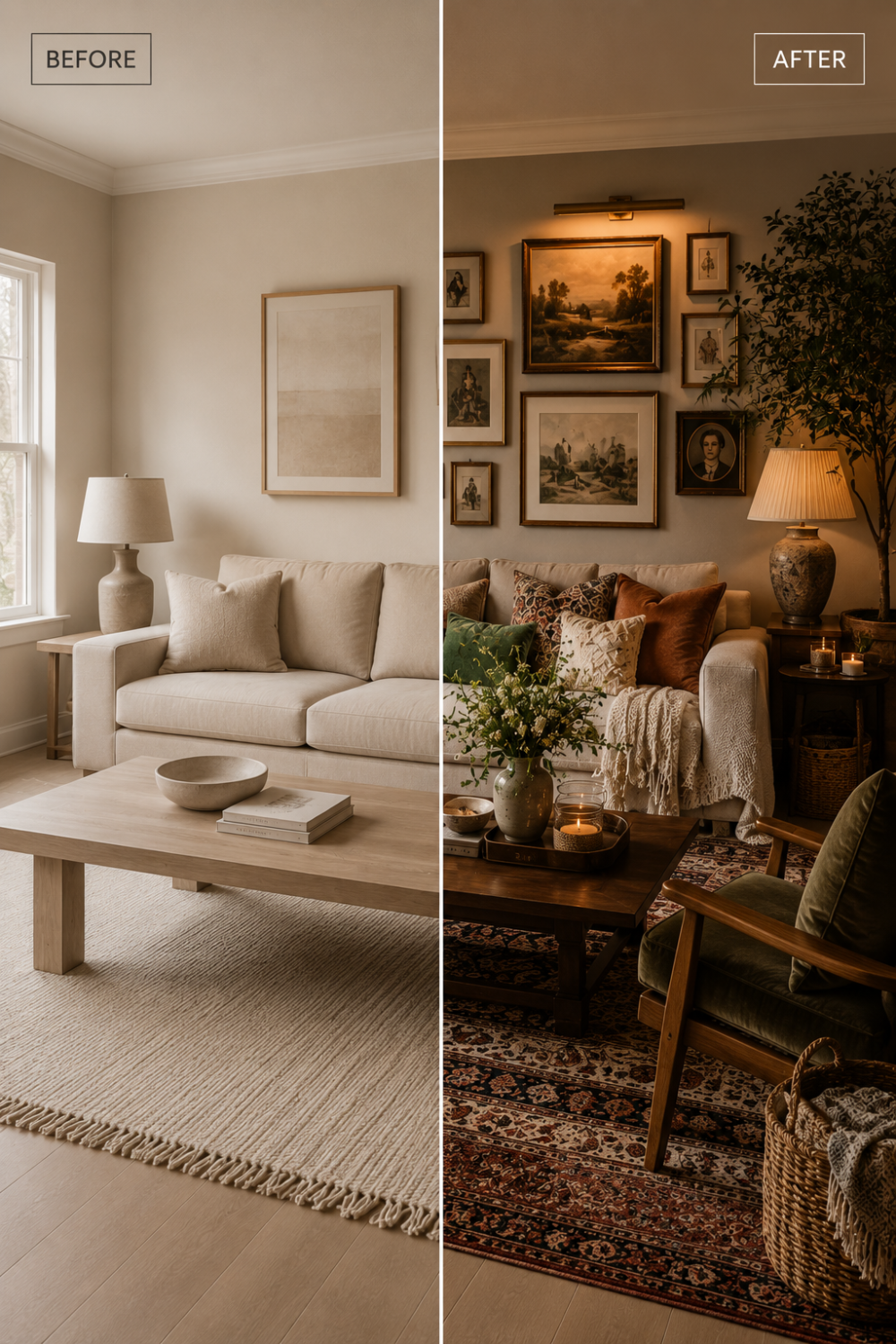 Living room redesign: before and after